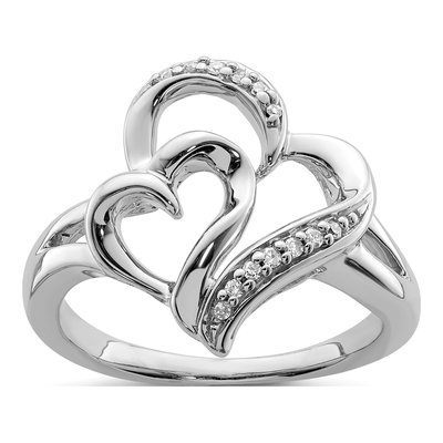 Sterling Silver 1/20 ct tw Diamond Heart Ring