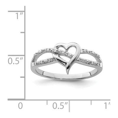 Sterling Silver Diamond Heart Ring – view 5