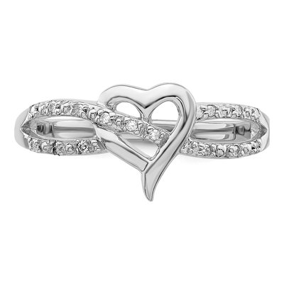 Sterling Silver Diamond Heart Ring – view 6