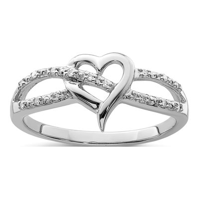 Sterling Silver Diamond Heart Ring