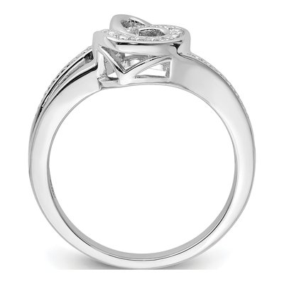 Sterling Silver Diamond Double Heart Ring – view 3