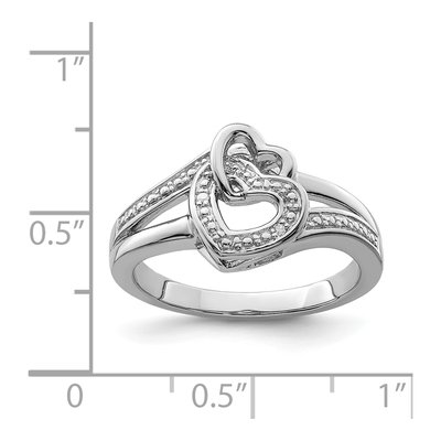 Sterling Silver Diamond Double Heart Ring – view 4