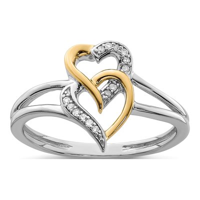 Sterling Silver Diamond Heart Ring