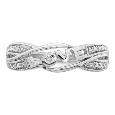 Sterling Silver Diamond LOVE Ring – view 6