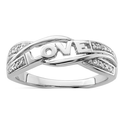 Sterling Silver Diamond LOVE Ring