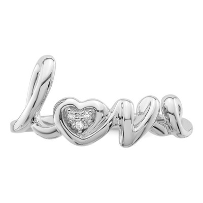 Sterling Silver Diamond LOVE Ring – view 6