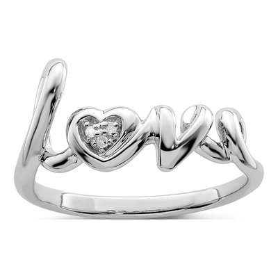 Sterling Silver Diamond LOVE Ring