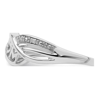 Sterling Silver Diamond Heart MOM Ring – view 4