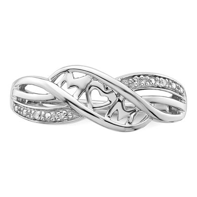 Sterling Silver Diamond Heart MOM Ring – view 6