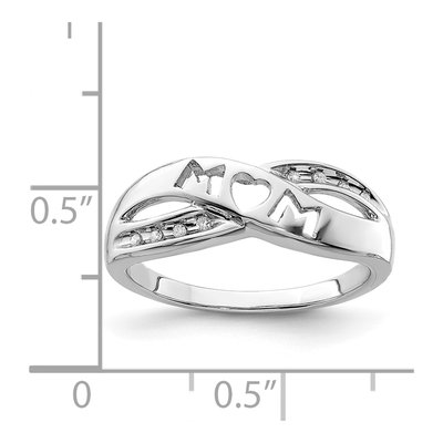 Sterling Silver Diamond MOM Ring – view 5