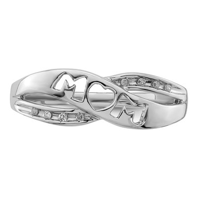 Sterling Silver Diamond MOM Ring – view 6