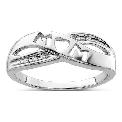 Sterling Silver Diamond MOM Ring