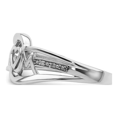 Sterling Silver Diamond Heart MOM Ring – view 4