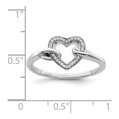 Sterling Silver 1/15 ct tw Diamond Heart Ring – view 4