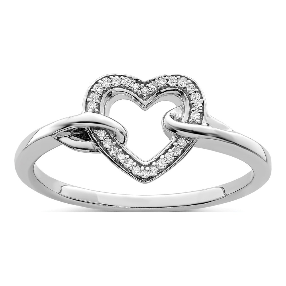 Sterling Silver 1/15 ct tw Diamond Heart Ring