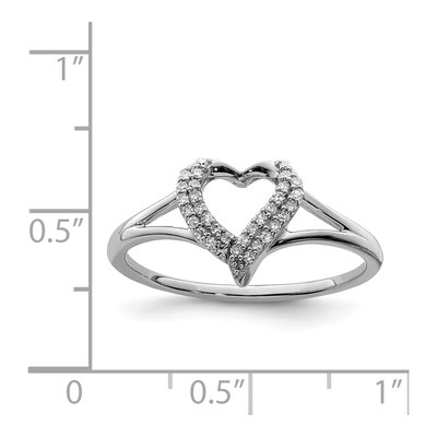 Sterling Silver 1/10 ct tw Diamond Heart Ring – view 2