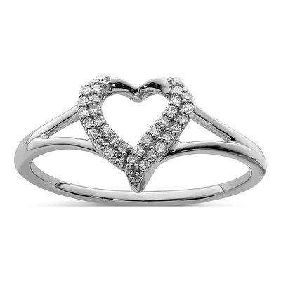 Sterling Silver 1/10 ct tw Diamond Heart Ring