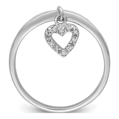 Sterling Silver 1/20 ct tw Diamond Heart Dangle Ring – view 2