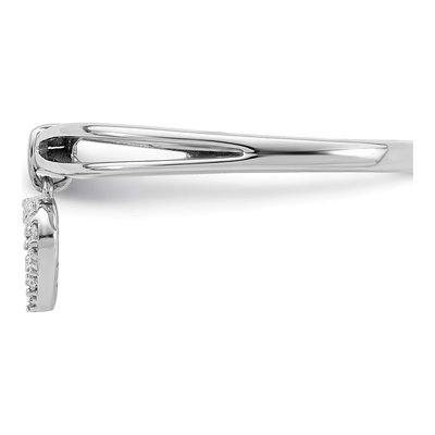 Sterling Silver 1/20 ct tw Diamond Heart Dangle Ring – view 3