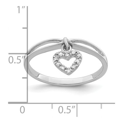 Sterling Silver 1/20 ct tw Diamond Heart Dangle Ring – view 4