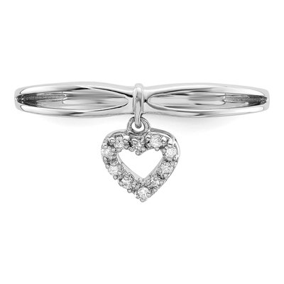 Sterling Silver 1/20 ct tw Diamond Heart Dangle Ring – view 5