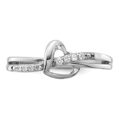 Sterling Silver 1/15 ct tw Diamond Heart Ring – view 6