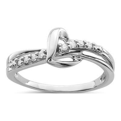 Sterling Silver 1/15 ct tw Diamond Heart Ring