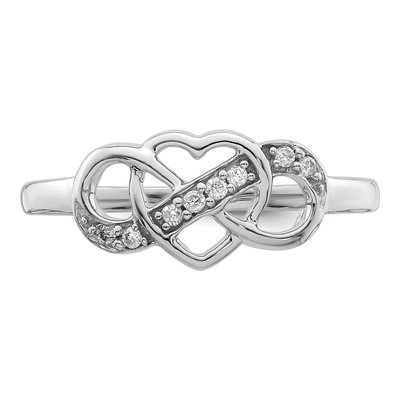 Sterling Silver Diamond Heart Ring – view 6