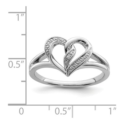 Sterling Silver Diamond Heart Ring – view 5