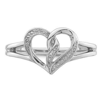 Sterling Silver Diamond Heart Ring – view 6