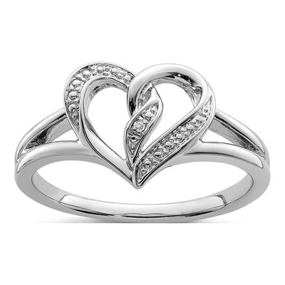 Sterling Silver Diamond Heart Ring