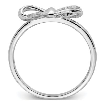 Sterling Silver 1/20 ct tw Diamond Bow Ring – view 3