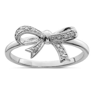 Sterling Silver 1/20 ct tw Diamond Bow Ring