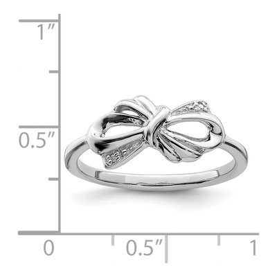 Sterling Silver Diamond Bow Ring – view 5