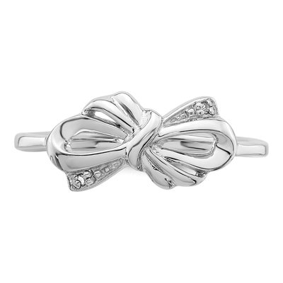 Sterling Silver Diamond Bow Ring – view 6