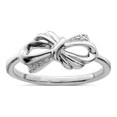 Sterling Silver Diamond Bow Ring