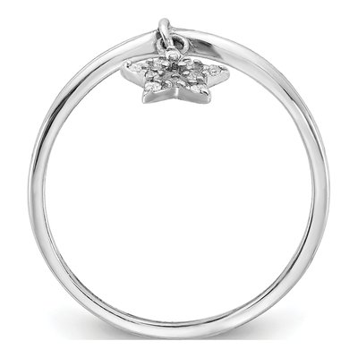 Sterling Silver 1/20 ct tw Diamond Star Dangle Ring – view 3