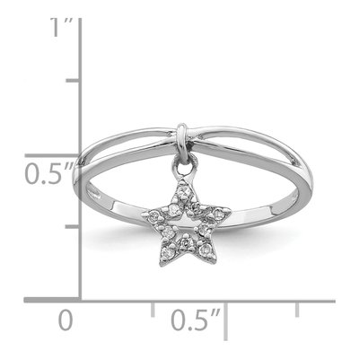 Sterling Silver 1/20 ct tw Diamond Star Dangle Ring – view 5