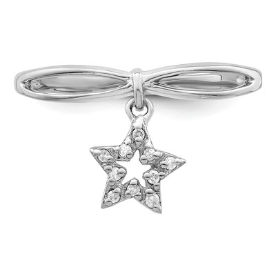 Sterling Silver 1/20 ct tw Diamond Star Dangle Ring – view 6