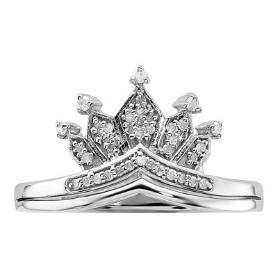 Sterling Silver 1/7 ct tw Diamond Crown Ring – view 6