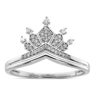 Sterling Silver 1/7 ct tw Diamond Crown Ring