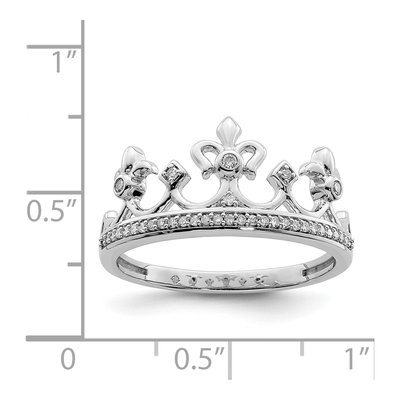 Sterling Silver 1/8 ct tw Diamond Crown Ring – view 5