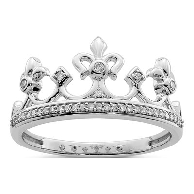 Sterling Silver 1/8 ct tw Diamond Crown Ring