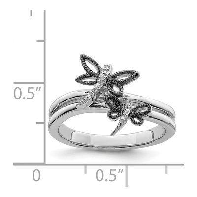 Sterling Silver Diamond Dragonfly Ring – view 4