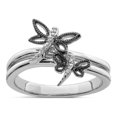 Sterling Silver Diamond Dragonfly Ring