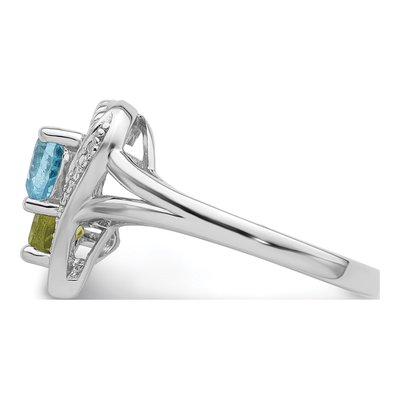 Sterling Silver Swiss Blue Topaz & Peridot Heart Ring – view 4