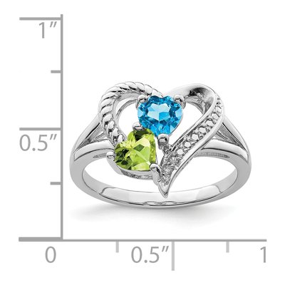 Sterling Silver Swiss Blue Topaz & Peridot Heart Ring – view 5