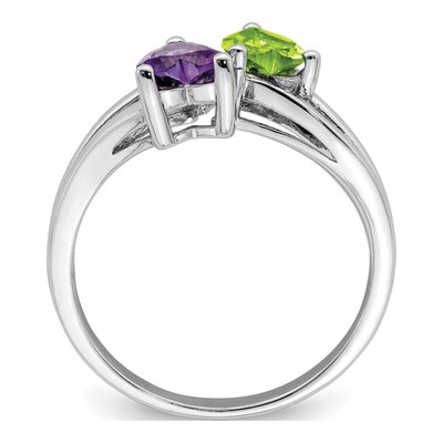 Sterling Silver Amethyst & Peridot Heart Ring – view 3
