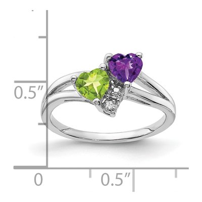Sterling Silver Amethyst & Peridot Heart Ring – view 6