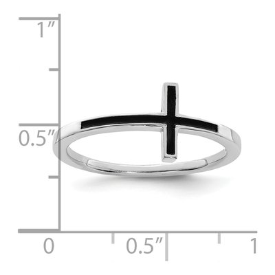 Sterling Silver Antiqued Sideways Cross Ring – view 6